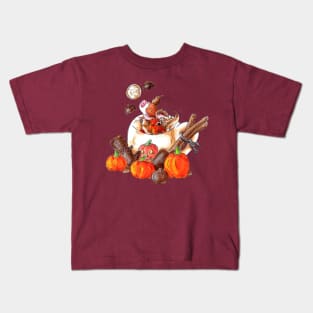 Halloween Pumpkin Spice Mocha Piggy Kids T-Shirt